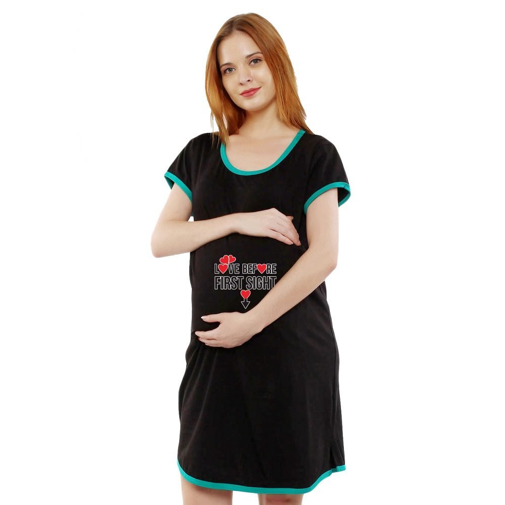 1a 608 scaled LOVE BEFORE FIRST SIGHT - Women's Maternity Top Tunic Pregnancy Clothes Nightshirt Printed Design Round Neck Half Sleeves - Perfect Gift for Next Mom to Be