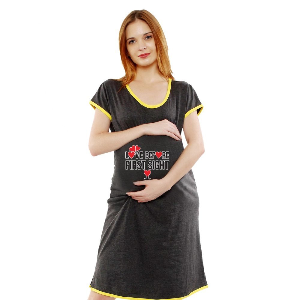1a 610 scaled LOVE BEFORE FIRST SIGHT - Women's Maternity Top Tunic Pregnancy Clothes Nightshirt Printed Design Round Neck Half Sleeves - Perfect Gift for Next Mom to Be