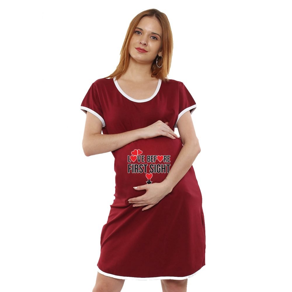 1a 613 scaled LOVE BEFORE FIRST SIGHT - Women's Maternity Top Tunic Pregnancy Clothes Nightshirt Printed Design Round Neck Half Sleeves - Perfect Gift for Next Mom to Be