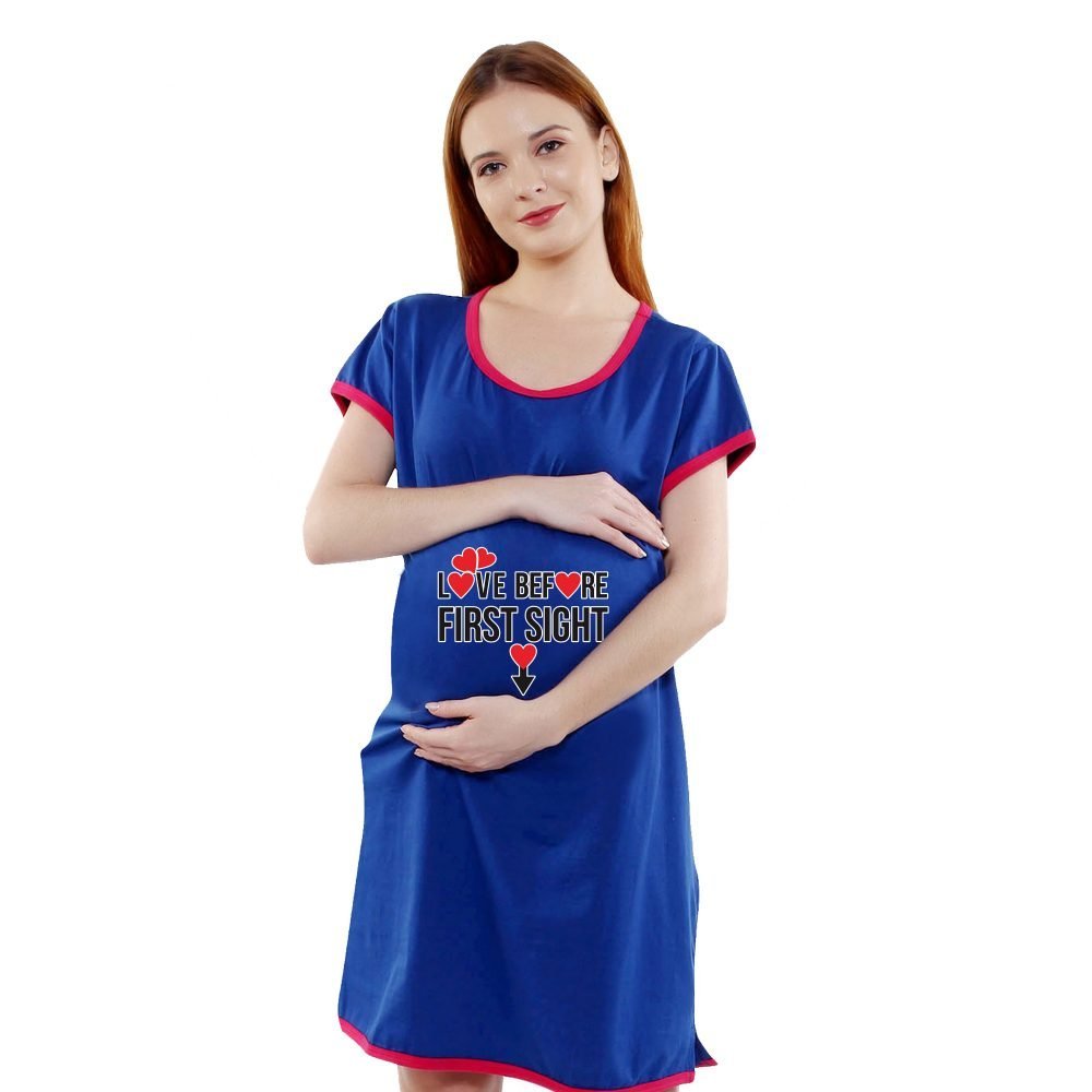 1a 614 scaled LOVE BEFORE FIRST SIGHT - Women's Maternity Top Tunic Pregnancy Clothes Nightshirt Printed Design Round Neck Half Sleeves - Perfect Gift for Next Mom to Be