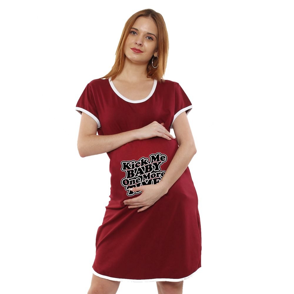 1a 630 scaled Women's Pregnancy Tunic Clothes Nightshirt Kick me baby one more time Top Printed Design