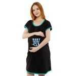 1a 642 BABY INSIDE - Women's Maternity Top Tunic Pregnancy Clothes Nightshirt Printed Design Round Neck Half Sleeves - Perfect Gift for Next Mom to Be