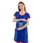 1a 648 BABY INSIDE - Women's Maternity Top Tunic Pregnancy Clothes Nightshirt Printed Design Round Neck Half Sleeves - Perfect Gift for Next Mom to Be