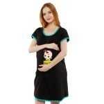 1a 731 GAYE HATH DEBI NA - Women's Maternity Top Tunic Pregnancy Clothes Nightshirt Printed Design Round Neck Half Sleeves - Perfect Gift for Next Mom to Be
