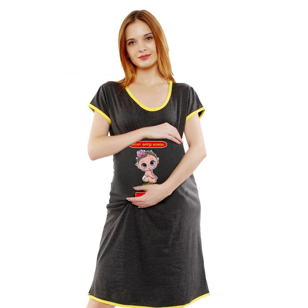 1a 749 scaled ORU BONDA PARCEL - Women's Maternity Top Tunic Pregnancy Clothes Nightshirt Printed Design Round Neck Half Sleeves - Perfect Gift for Next Mom to Be