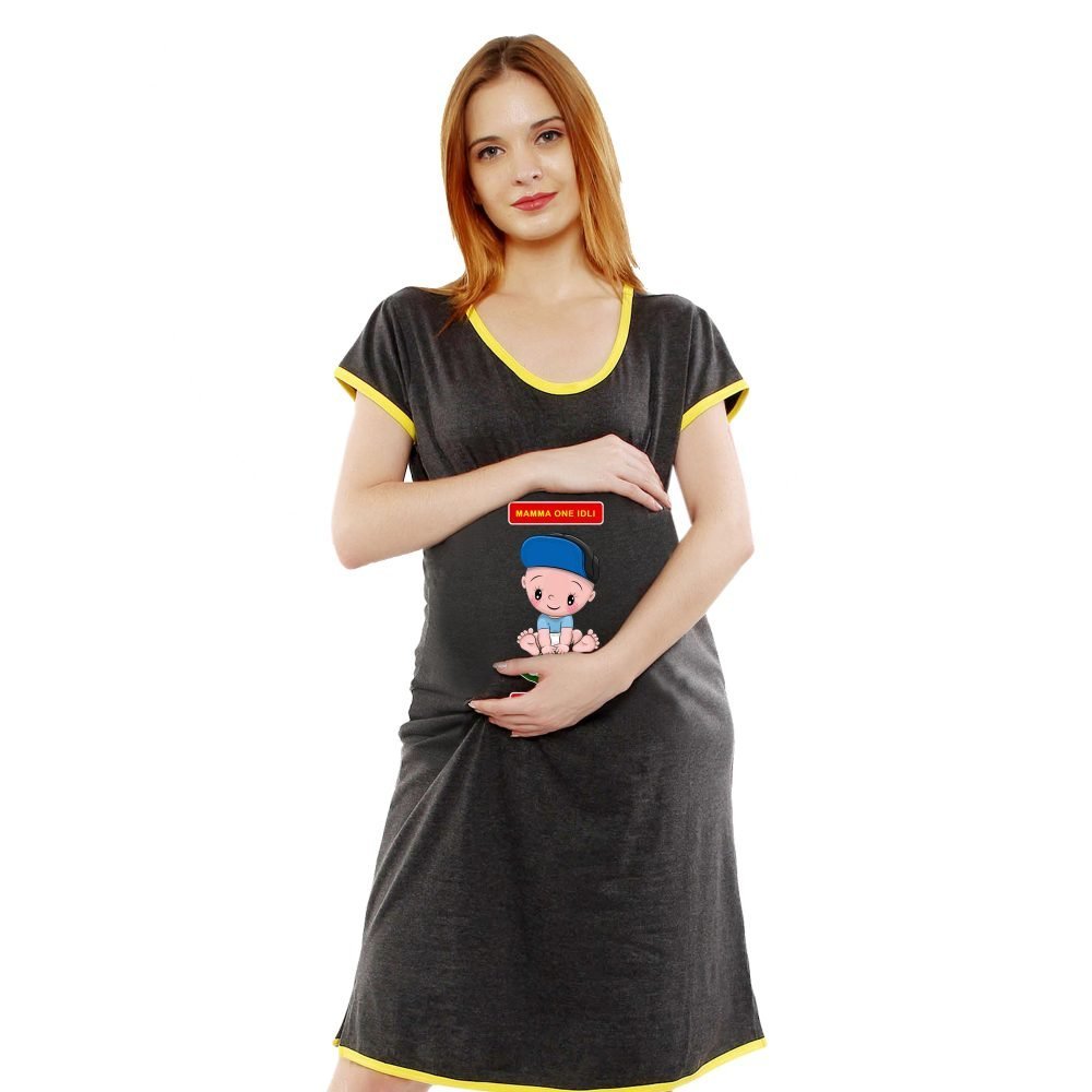 1a 773 scaled IDLI - Women's Maternity Top Tunic Pregnancy Clothes Nightshirt Printed Design Round Neck Half Sleeves - Perfect Gift for Next Mom to Be