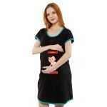 1a 787 MAMMA CRAVING FOR VADA - Women's Maternity Top Tunic Pregnancy Clothes Nightshirt Printed Design Round Neck Half Sleeves - Perfect Gift for Next Mom to Be