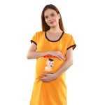 1a 806 DILLI KI CHAT DILADO - Women's Maternity Top Tunic Pregnancy Clothes Nightshirt Printed Design Round Neck Half Sleeves - Perfect Gift for Next Mom to Be