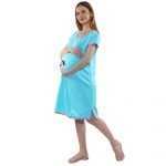2 466 Women's Pregnancy Tunic Clothes Nightshirt Girl peeking cross zip Top Printed Design
