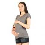 3 383 Women Pregnancy Tshirt with We both scream Printed Design