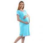 3 466 Women's Pregnancy Tunic Clothes Nightshirt Girl peeking cross zip Top Printed Design