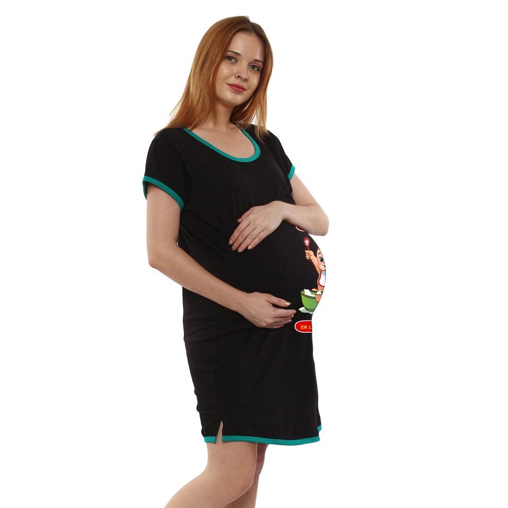3 766 Women's Pregnancy Tunic Clothes Nightshirt Ek lassi hojaye Top Printed Design