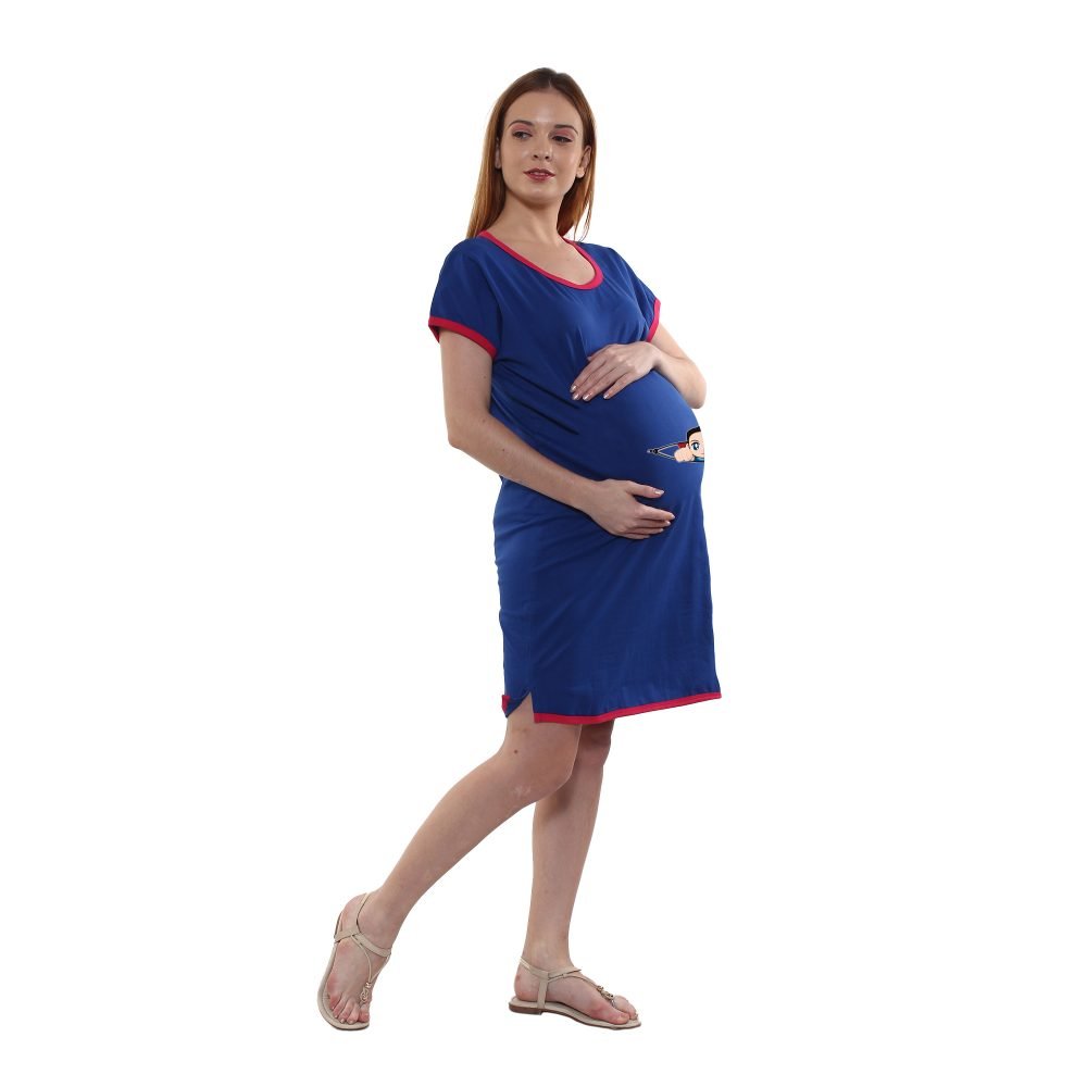 3 836 Women's Pregnancy Tunic Clothes Nightshirt Flying baby zip Top Printed Design