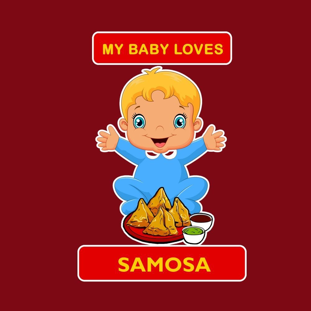 6 298 MY BABY LOVES SAMOSA - Women's Maternity Top Tunic Pregnancy Clothes Nightshirt Printed Design Round Neck Half Sleeves - Perfect Gift for Next Mom to Be