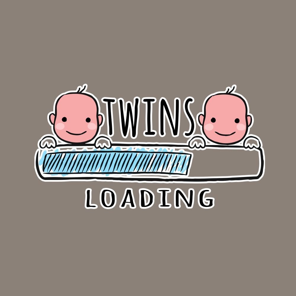 6 608 TWINS LOADING - Women's Maternity Top Tunic Pregnancy Clothes Nightshirt Printed Design Round Neck Half Sleeves - Perfect Gift for Next Mom to Be
