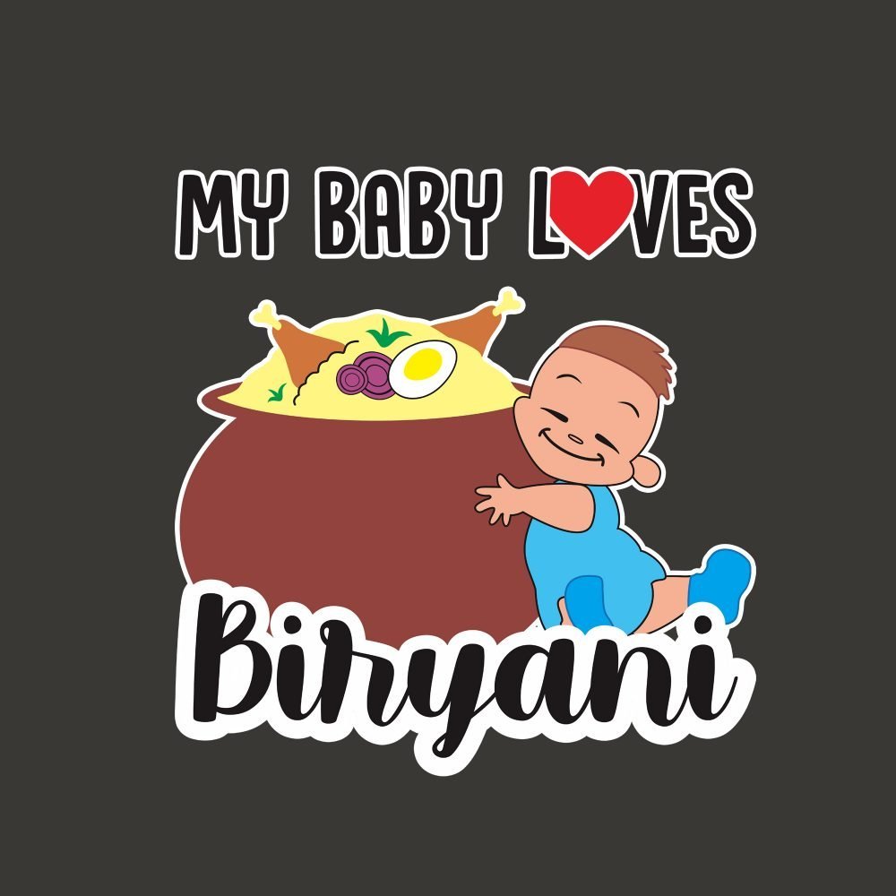 6 629 MY BABY LOVES BIRIYANI - Women's Maternity Top Tunic Pregnancy Clothes Nightshirt Printed Design Round Neck Half Sleeves - Perfect Gift for Next Mom to Be