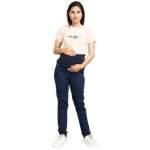 1 Women Pregnancy Denim Leggings Pants Over-Belly Design and Elastic Waistband