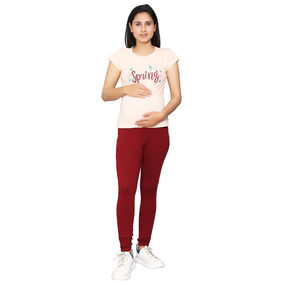 Maternity Viscose Leggings maroon 01 Maternity Viscose Leggings Pants Women -Pregnancy Pants Over-Belly Design and Elastic Waistband -Ideal GIft for Women and All Mums-to-Be