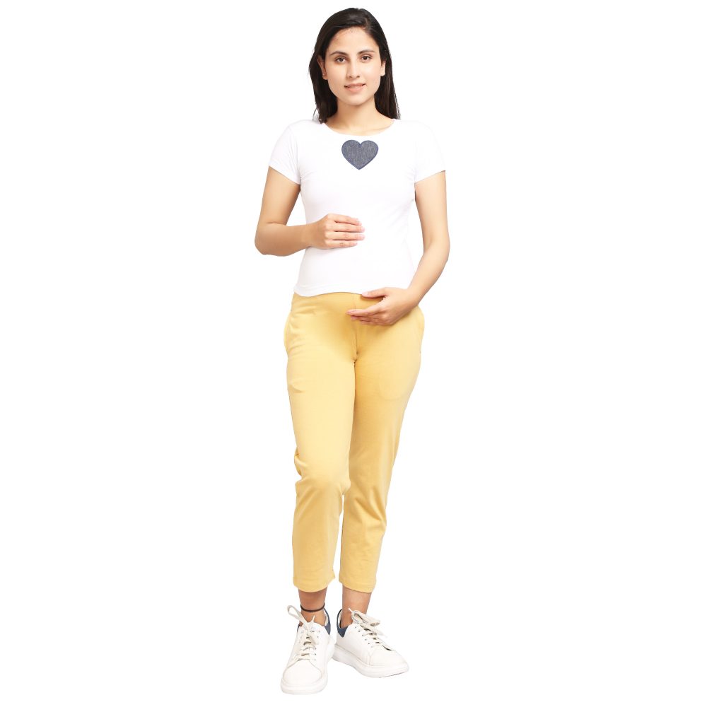 Maternity Comfort Pants Beige 01 Maternity Comfort Cotton Pants Women -Pregnancy Pants Over-Belly Design and Elastic Waistband -Ideal GIft for Women and All Mums-to-Be