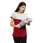YY8A1784 Maternity Feeding Tops Pregnancy T-Shirt for Women -PremiumCotton FeedingTops Short Sleeve Round Neck Stylish and Modern Teeswith dual color
