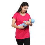 YY8A1818 Maternity Feeding Tops Pregnancy T-Shirt for Women - Premium Cotton Feeding Tops Short Sleeve Round Neck Stylish and Modern Tees