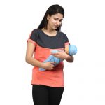 YY8A1840 Maternity Feeding Tops Pregnancy T-Shirt for Women -PremiumCotton FeedingTops Short Sleeve Round Neck Stylish and Modern Teeswith dual color