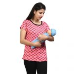YY8A1875 Maternity Feeding Tops Pregnancy T-Shirt for Women - Premium Cotton FeedingTops Short Sleeve Round Neck Stylish and Modern Tees with Heart Designs