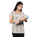 YY8A2003 Maternity Feeding Tops Pregnancy T-Shirt for Women - Premium Cotton FeedingTops Short Sleeve Round Neck Stylish and Modern Tees with Heart Designs