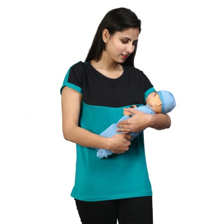 YY8A2088 Maternity Feeding Tops Pregnancy T-Shirt for Women -PremiumCotton FeedingTops Short Sleeve Round Neck Stylish and Modern Teeswith dual color