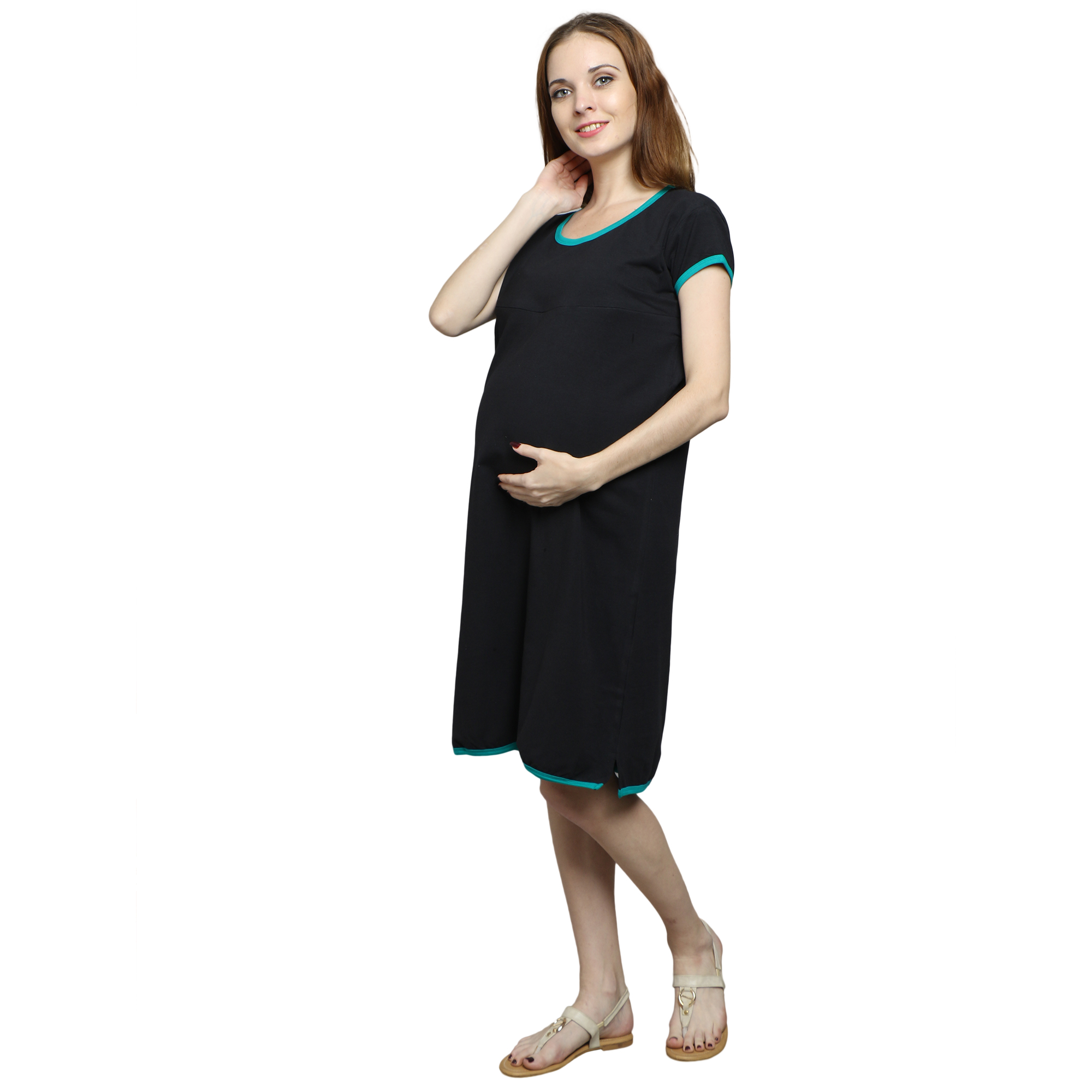 Women s Maternity Feeding Top Tunic Pregnancy Clothes Night Shirt Solid ColorRound Neck Half Sleeves Perfect Gift For Next Mom To Be SillyBoom Maternity Store