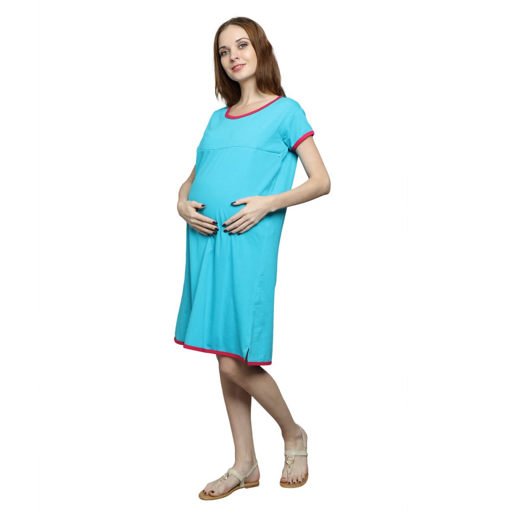 044A5234 Women's Maternity Feeding Top Tunic Pregnancy Clothes Nightshirt Printed Designs Round Neck Half Sleeves -Perfect Gift for Next Mom to Be