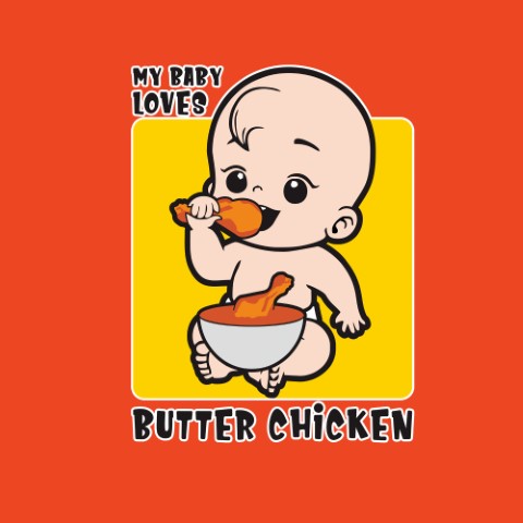 06 313 Women Pregnancy feeding Tshirt with My baby love butter chicken Printed Design