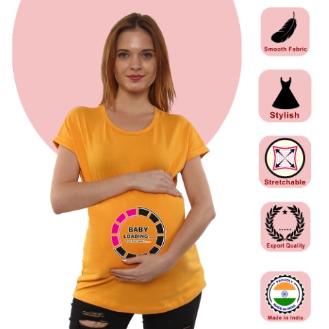 1 120 Women Pregnancy Tshirt with Baby loading Printed Design