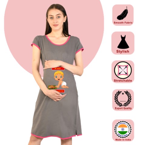 1 147 Women's Pregnancy Tunic Clothes Nightshirt Carving for fish Printed Design