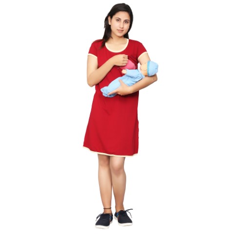 1 366 Women Pregnancy feeding tunic top with Honey still asleep Printed Design
