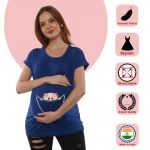 1 67 Women Pregnancy Tshirt with Boy Peeking Printed Design
