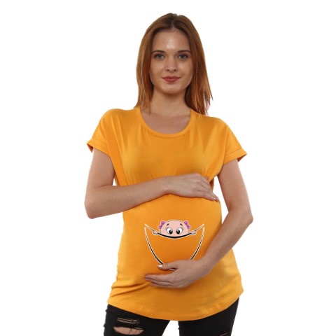 1 697 Women Pregnancy feeding Tshirt with Girl Peeking Printed Design