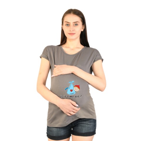 1 781 Women Pregnancy feeding Tshirt with Is it time yet Printed Design