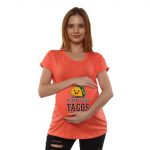 1 803 Women Pregnancy feeding Tshirt with MY baby loves tacos Printed Design