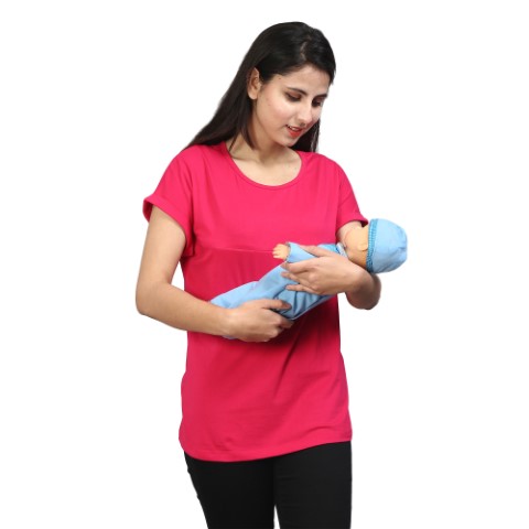 1 900 Women Pregnancy feeding Tshirt with Footsteps Printed Design