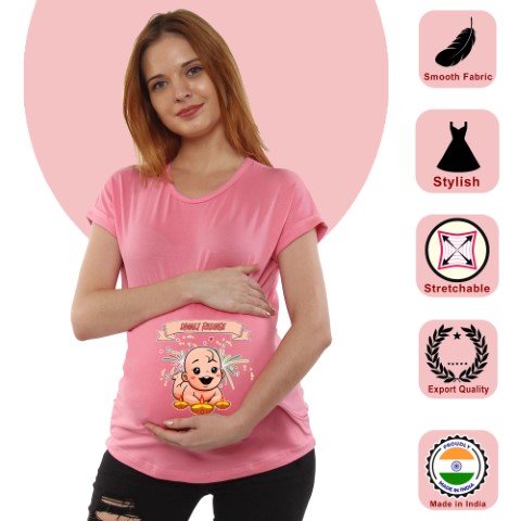 1 91 Women Pregnancy Tshirt with Diwali Relesae Printed Design