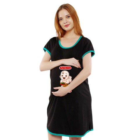 1a 162 Women Pregnancy feeding tunic top with Pani Puri Printed Design