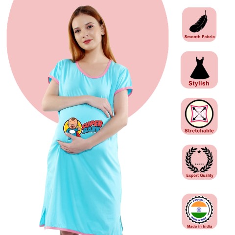 2 189 Women Pregnancy feeding tunic top with Super Baby Printed Design