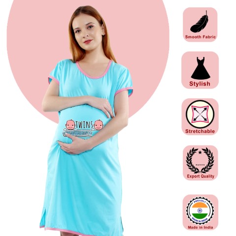 2 440 Women Pregnancy feeding tunic top with Twins Loading Printed Design