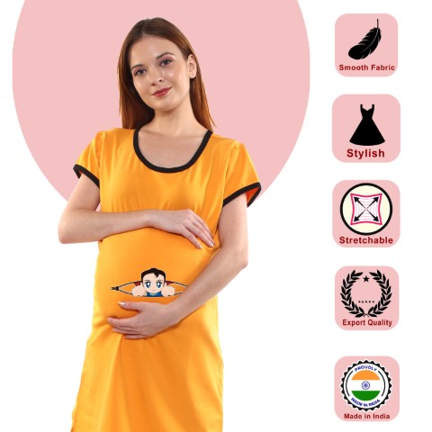 2 544 Women Pregnancy feeding tunic top with Flying Baby Zip Printed Design
