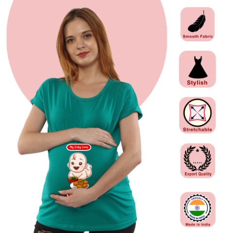 8 398 Women Pregnancy feeding Tshirt with Pani Puri Printed Design