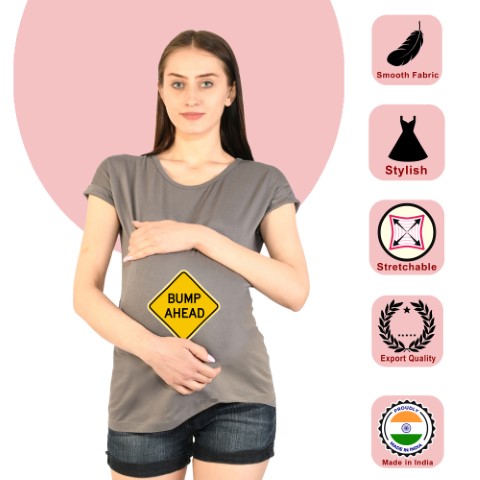 8 437 Women Pregnancy feeding Tshirt with Bump Ahaed Printed Design