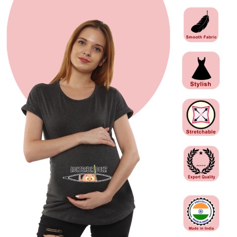 8 438 Women Pregnancy feeding Tshirt with Lightssaber Duel Printed Design