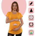 8 480 Women Pregnancy feeding Tshirt with Girl Peeking Printed Design