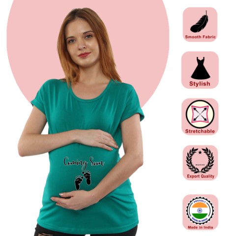 8 505 Women Pregnancy feeding Tshirt with Comming soon Printed Design